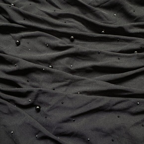 WINDSOR BLACK EMBELLISHED PEARL RUCHED MESH MIDI SKIRT CO-ORD SET - SMALL - Picture 9 of 12